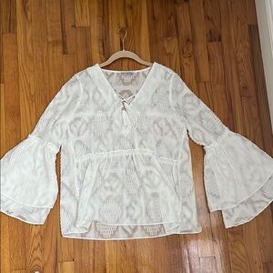 Xhilaration White Ruffled Bell Sleeve Blouse